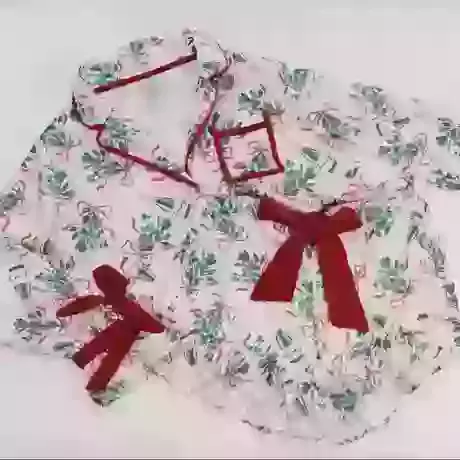 Mistletoast Satin Ruffle Short Pj Set
